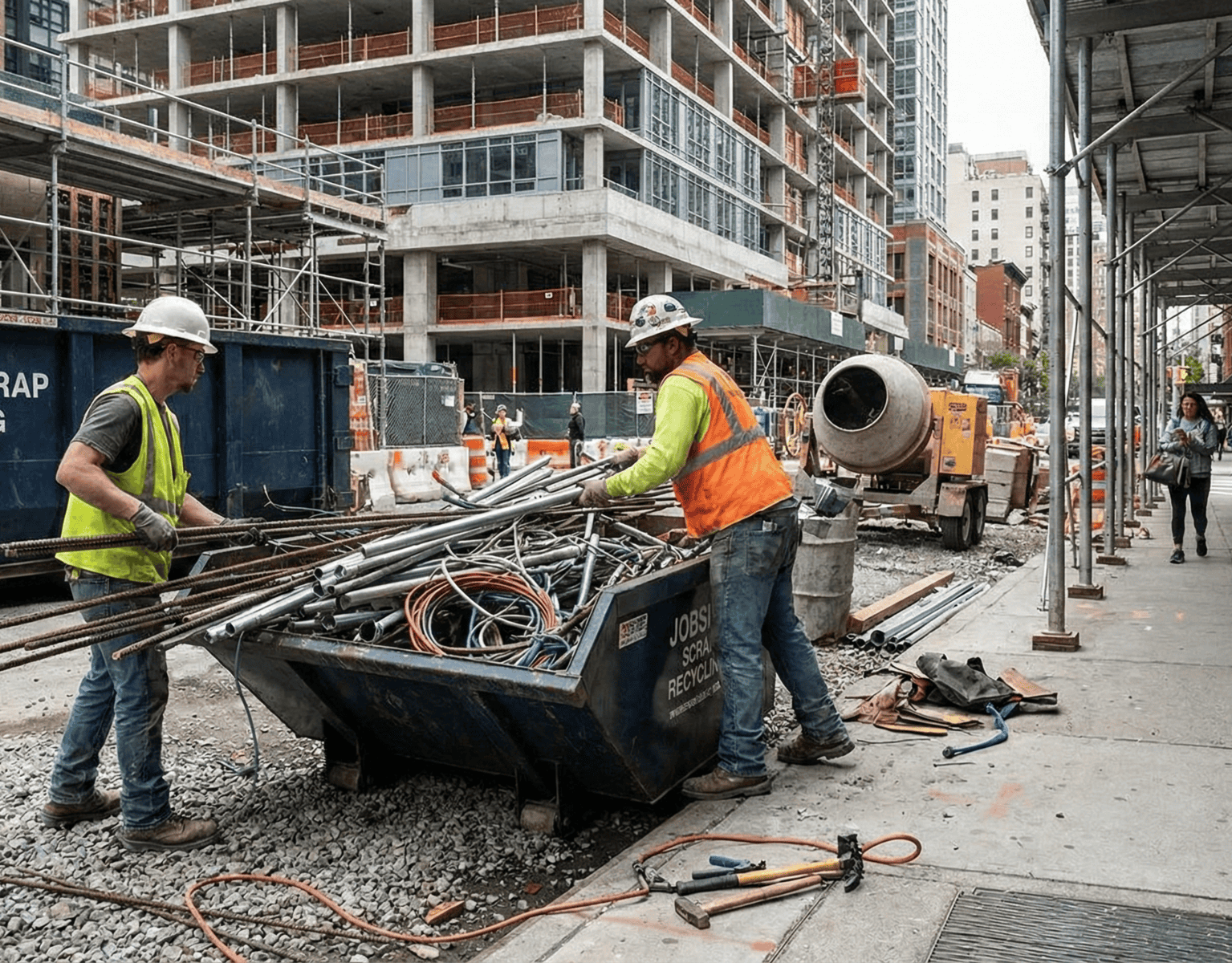 Urban construction site with ongoing building development in Hamilton.